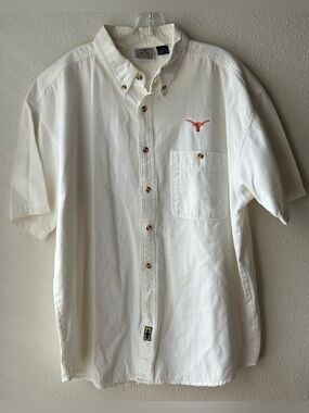 Blue Pointe Men’s Classic Ivory Button Down University of Texas Longhorns Logo